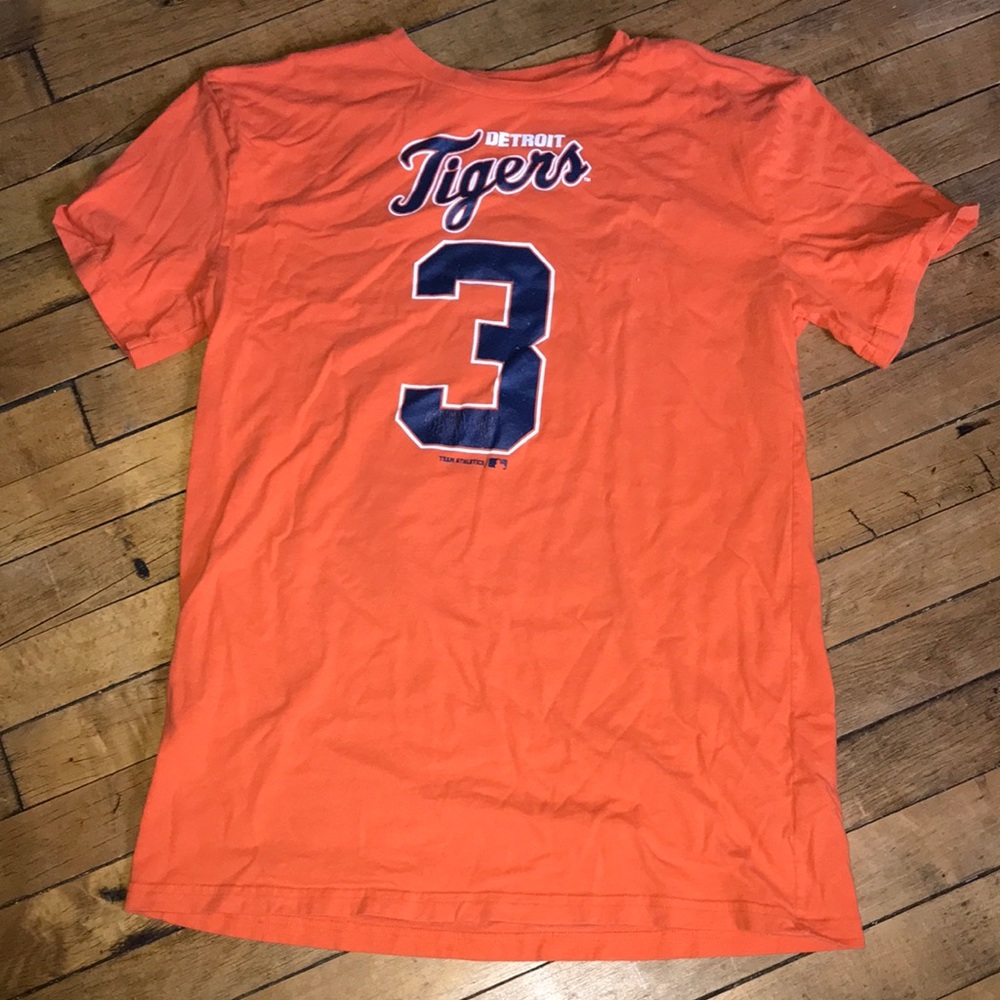 MLB Detroit Tigers Orange Tee with Navy Number 3